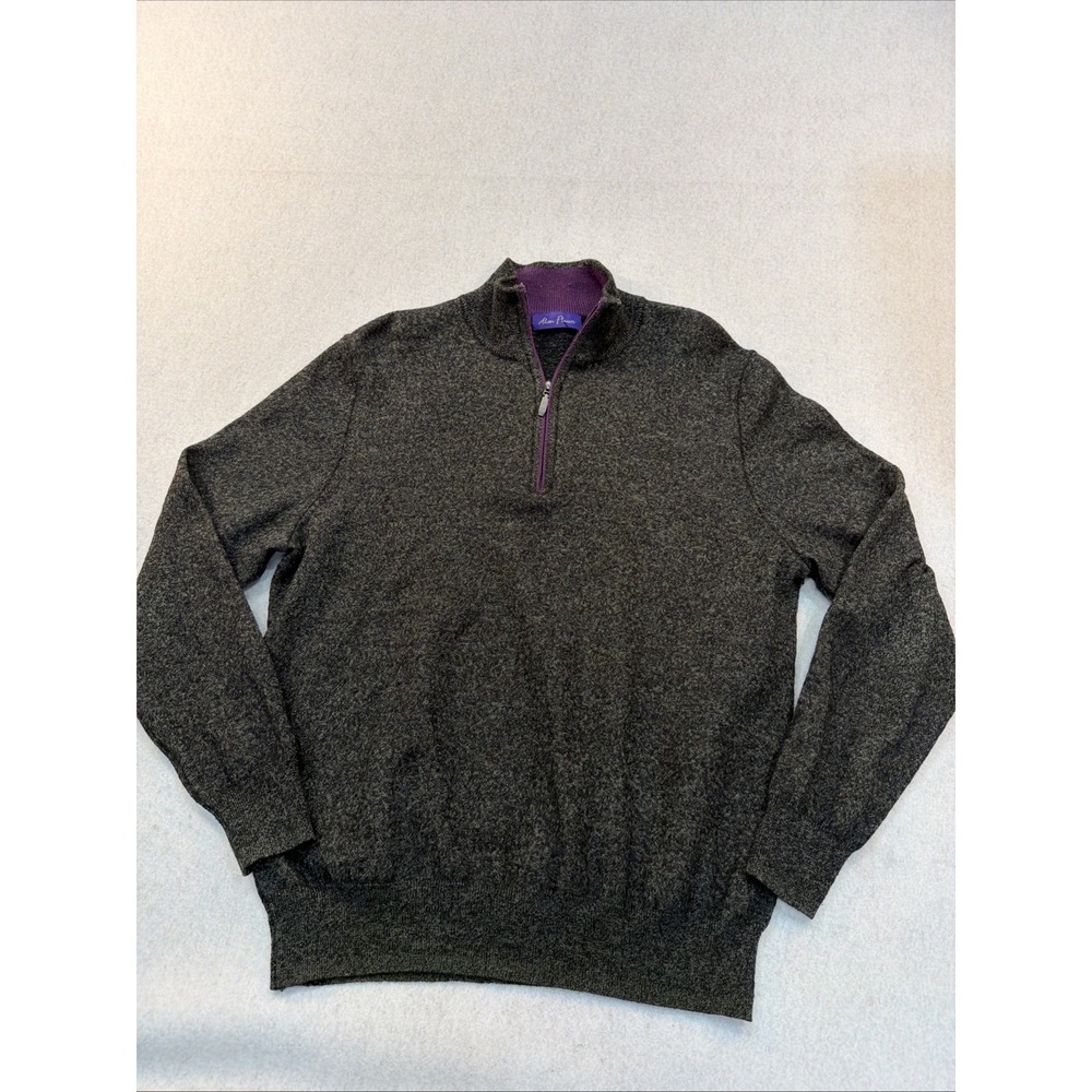 ALAN FLUSSER 1/4 ZIP MERINO WOOL ACRYLIC SWEATER Size Large RN 25652‎